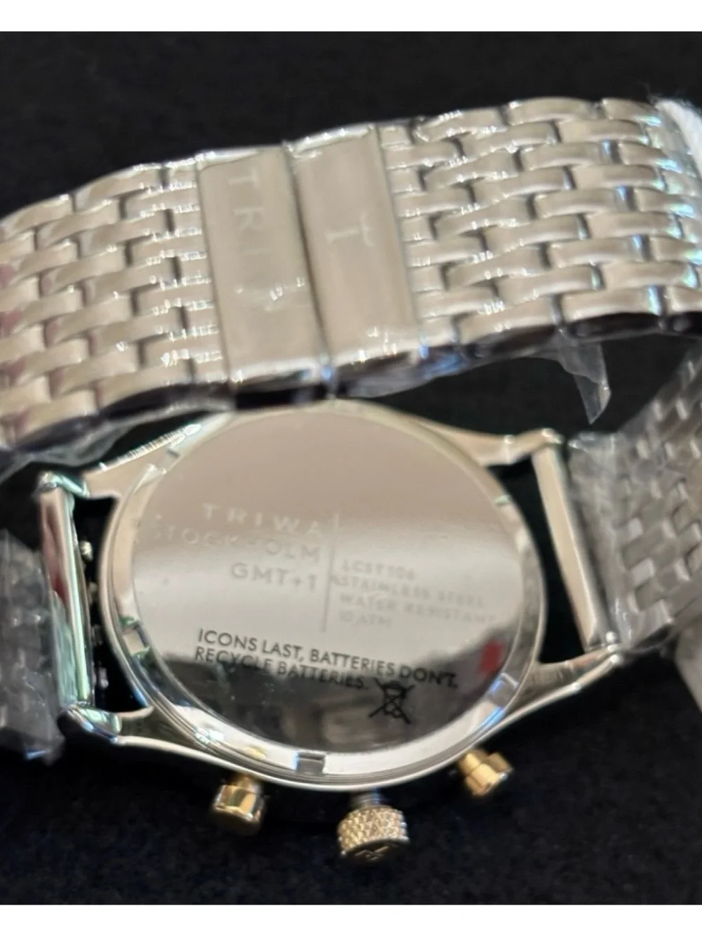NWT Anthropologie TRIWA Ivory Lansen Chrono Steel Brace Watch  Unisex